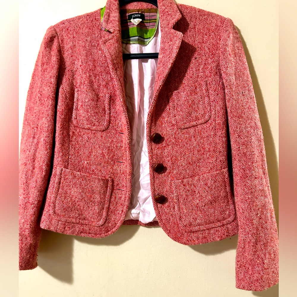 J. Crew pink tweed jacket size 0